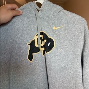 Nike Gray Hoodie with Black and Gold Logo